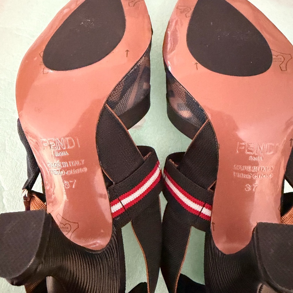 Fendi Black and Brown Patterned Heels - Picture 4 of 11
